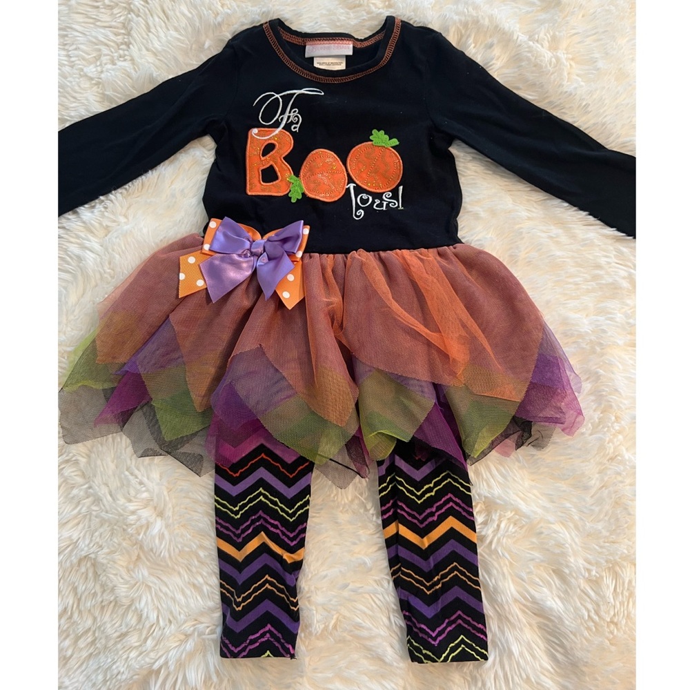 Toddler dress.Ruffle skirt, colorful stretchy pants. Toddler costume